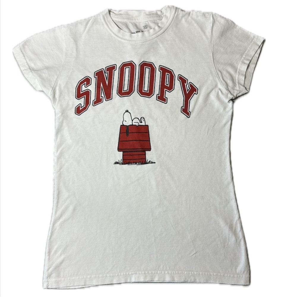 Peanuts Adult XS White short sleeve‎ T-Shirt Red Snoopy Doghouse Graphic